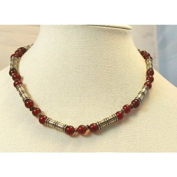 New 17" Choker Necklace Silvertone and color beads choose your color - Picture 2 of 10